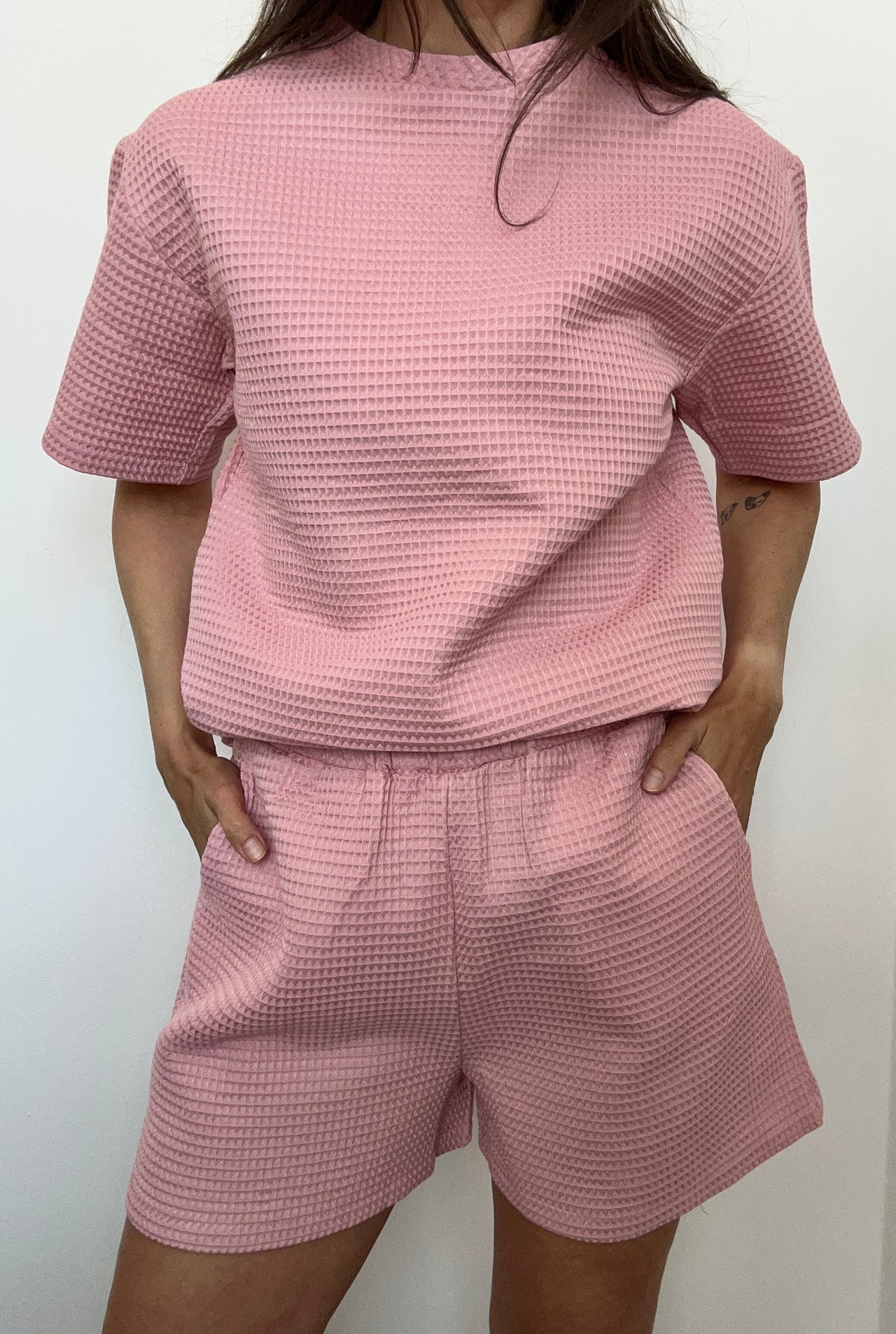 SZORTY PALERMO WAFFEL CANDY PINK